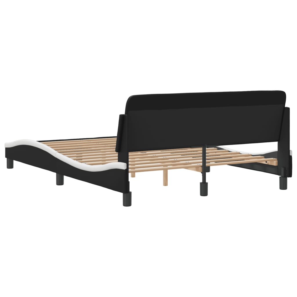 Bed Frame "Dover" Black and White 137x190 cm Double Faux Leather