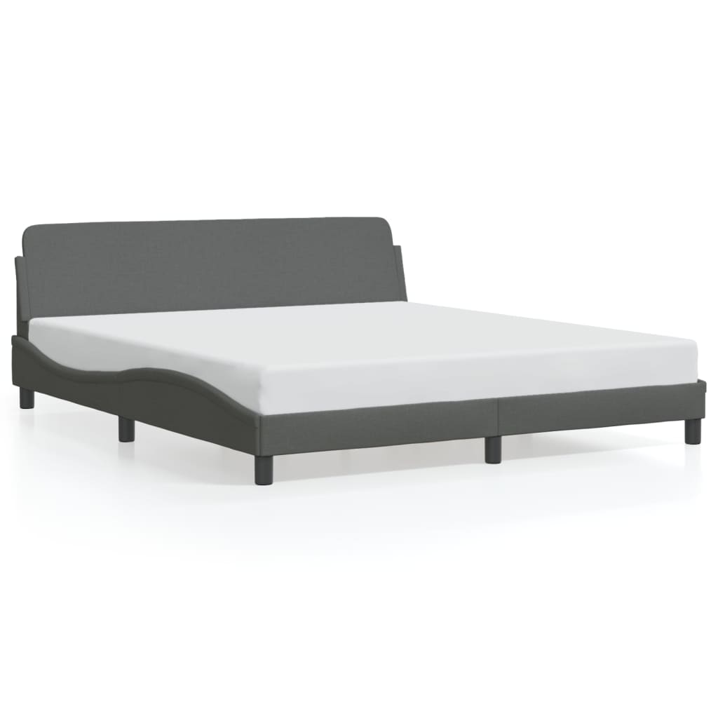 Bed Frame "Dover" Dark Grey 152x203 cm Queen Fabric