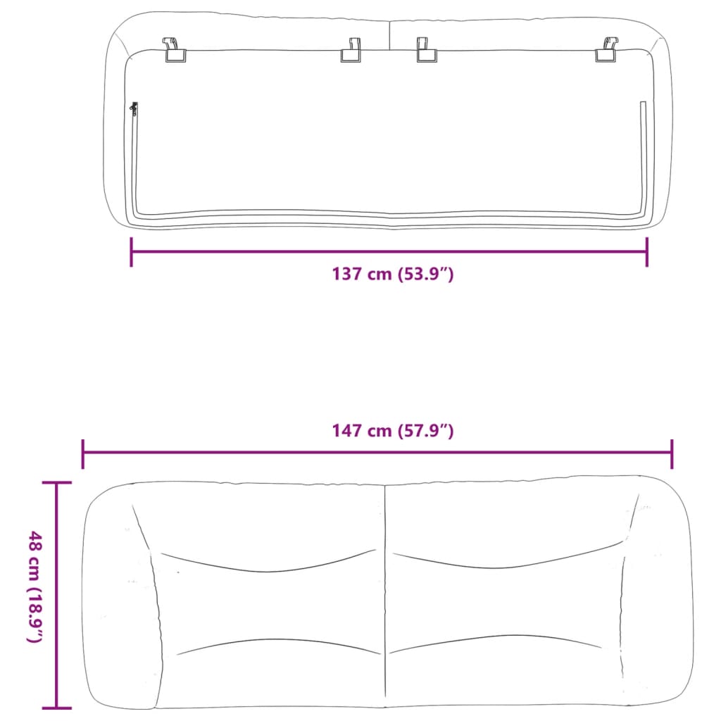 Headboard Cushion "Hvar" Dark Grey 137 cm Double Fabric