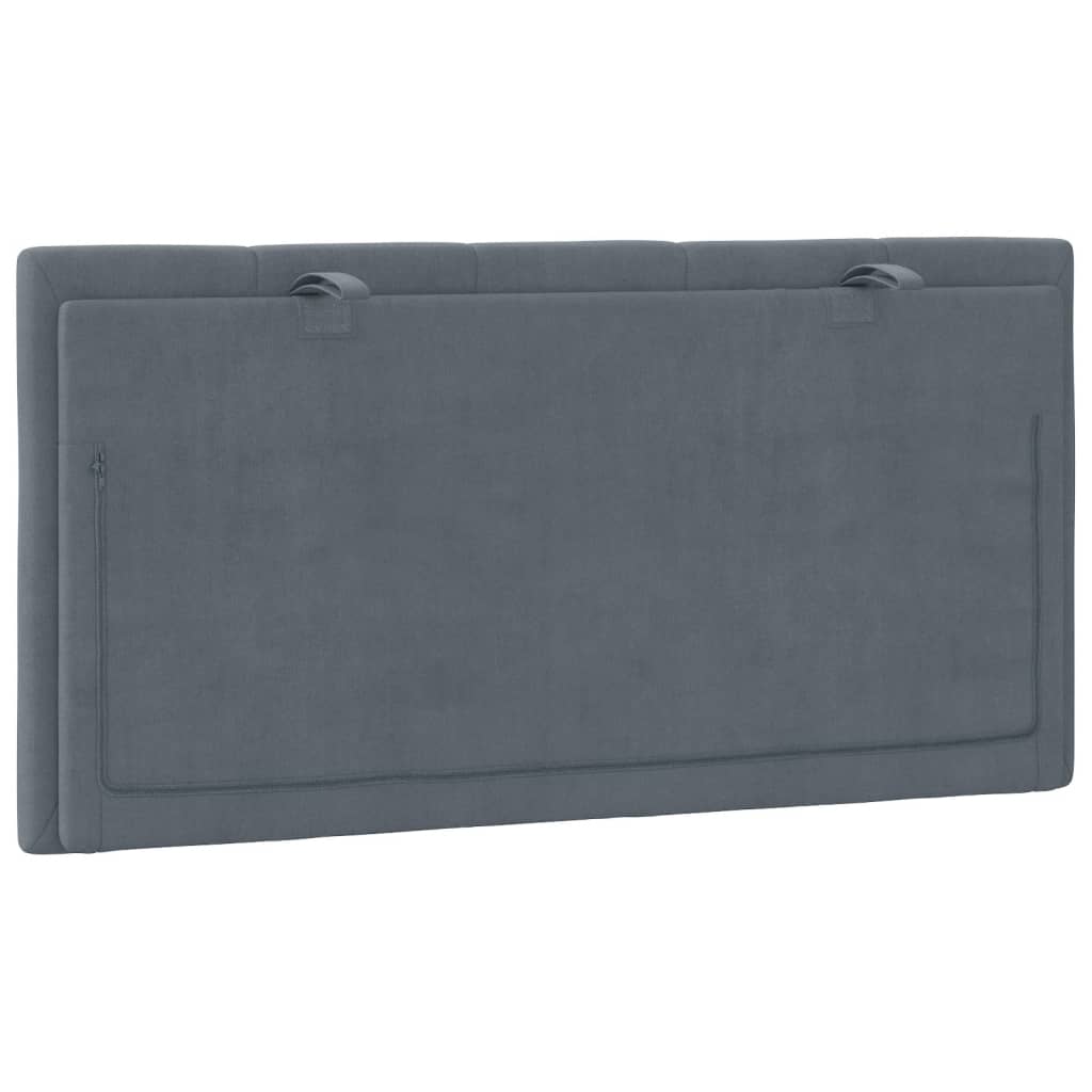 Headboard Cushion "Hanko" Dark Grey 107 cm King Single Velvet