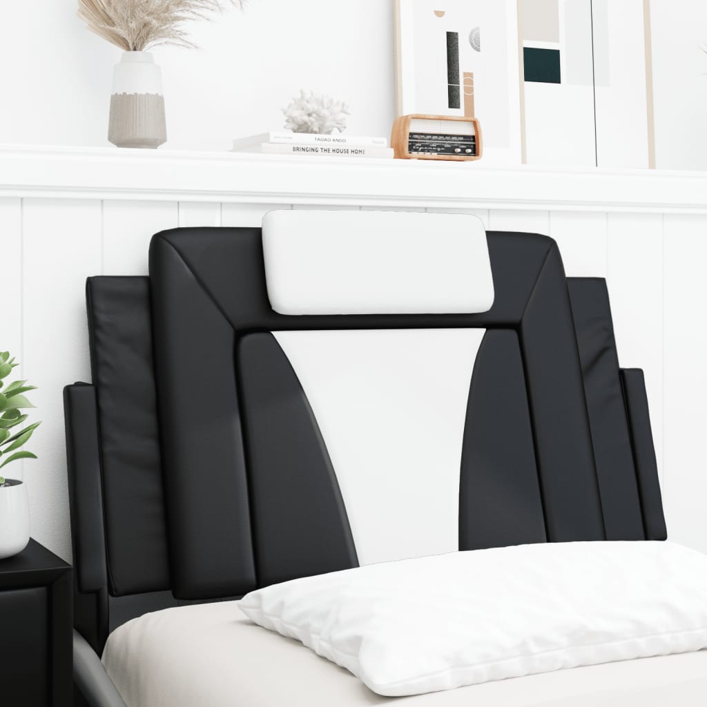 Headboard Cushion "Viana" Black and White 90 cm Faux Leather