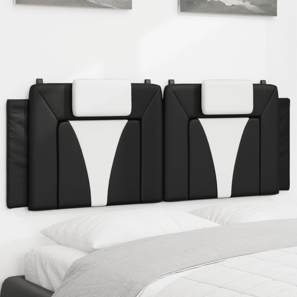 Headboard Cushion "Viana" Black and White 137 cm Double Faux Leather