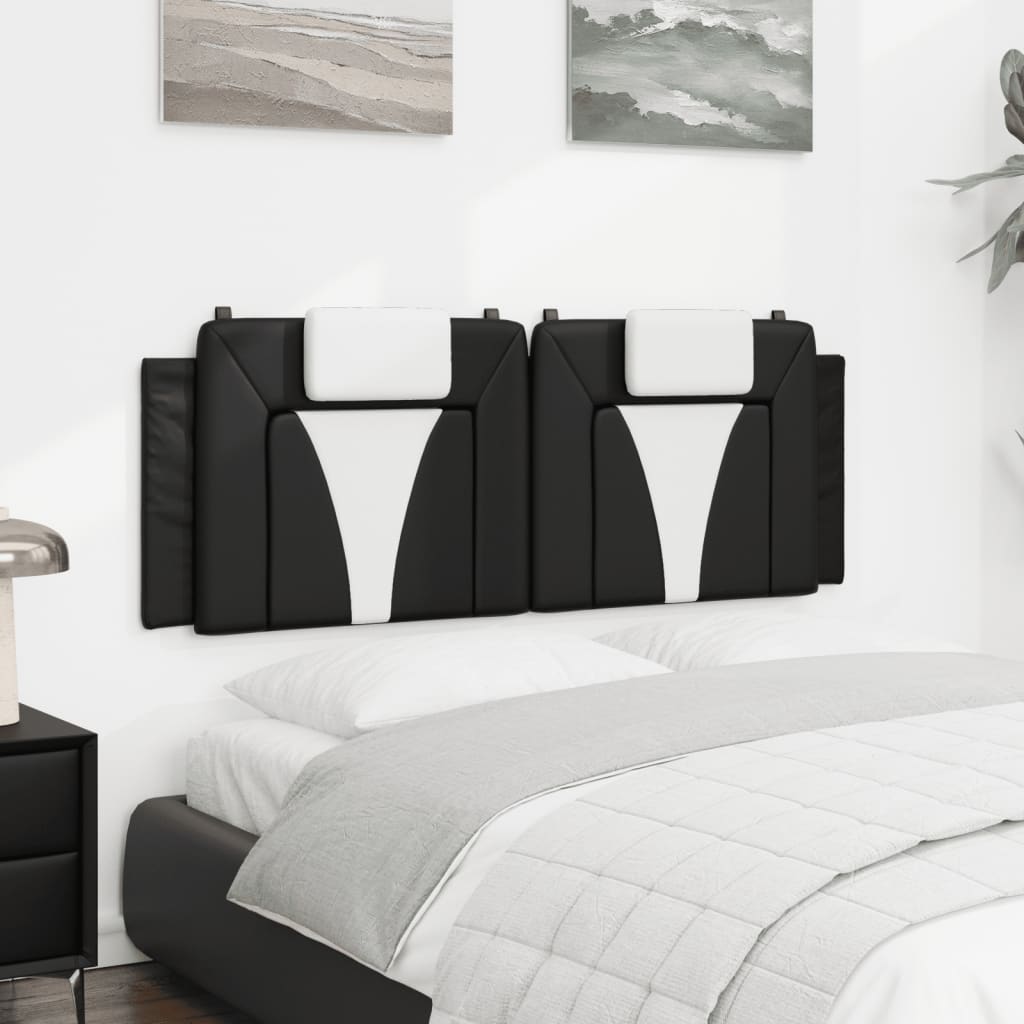 Headboard Cushion "Viana" Black and White 152 cm Queen Faux Leather