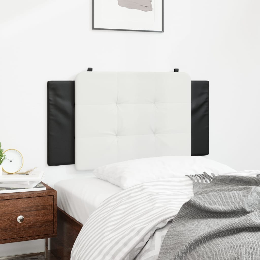 Headboard Cushion "Zadar" White and Black 107 cm King Single Faux Leather