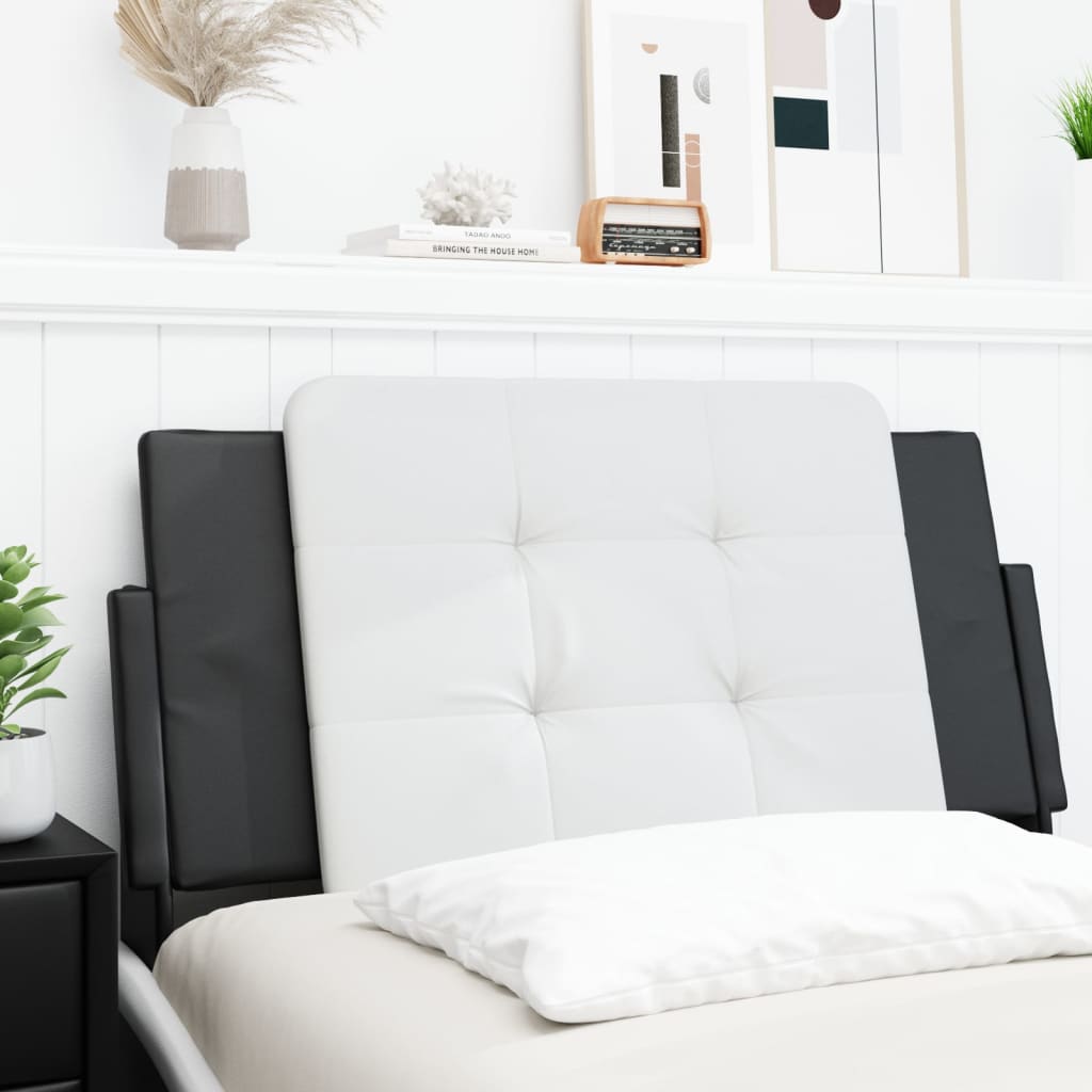 Headboard Cushion "Zadar" White and Black 107 cm King Single Faux Leather