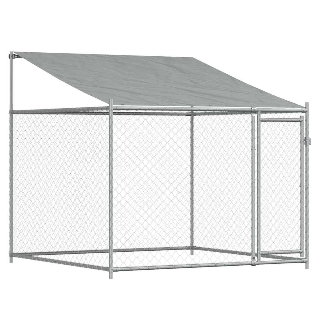 Dog Cage with Roof and Doors Grey 12x2x2 m Galvanised Steel