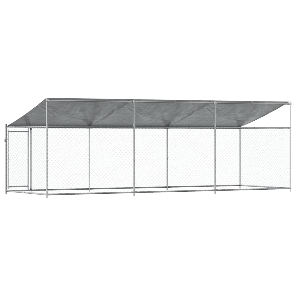 Dog Cage with Roof and Door Grey 6x2x2 m Galvanised Steel