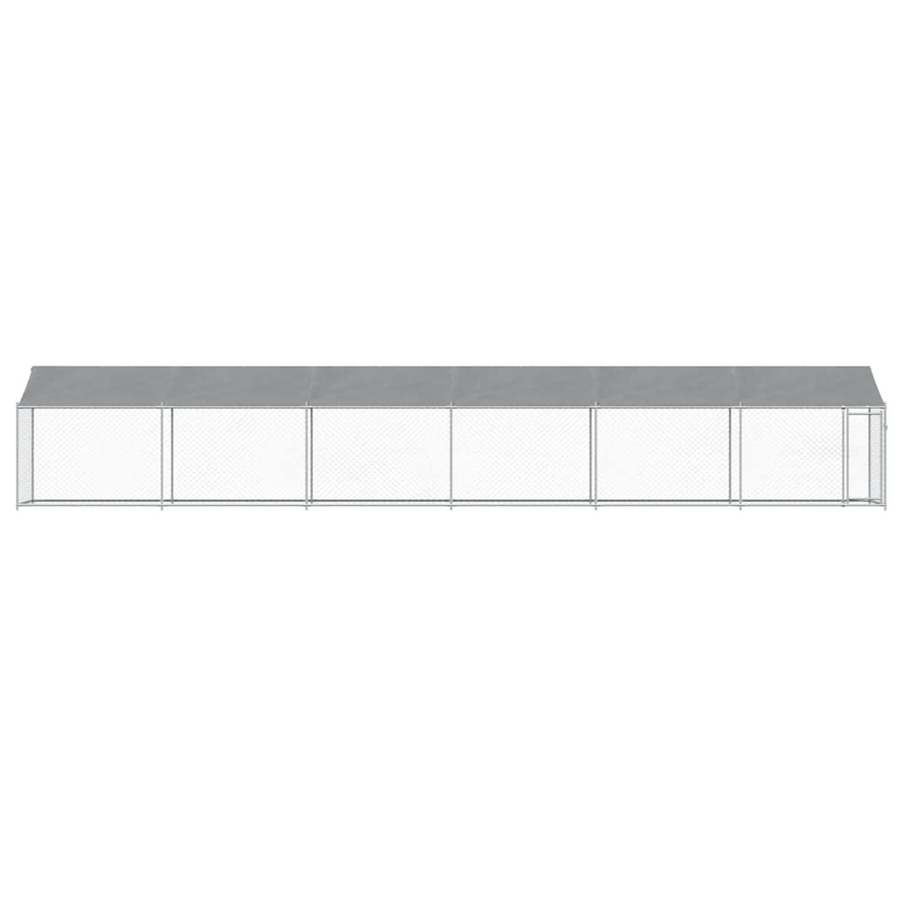 Dog Cage with Roof and Door Grey 12x2x2 m Galvanised Steel