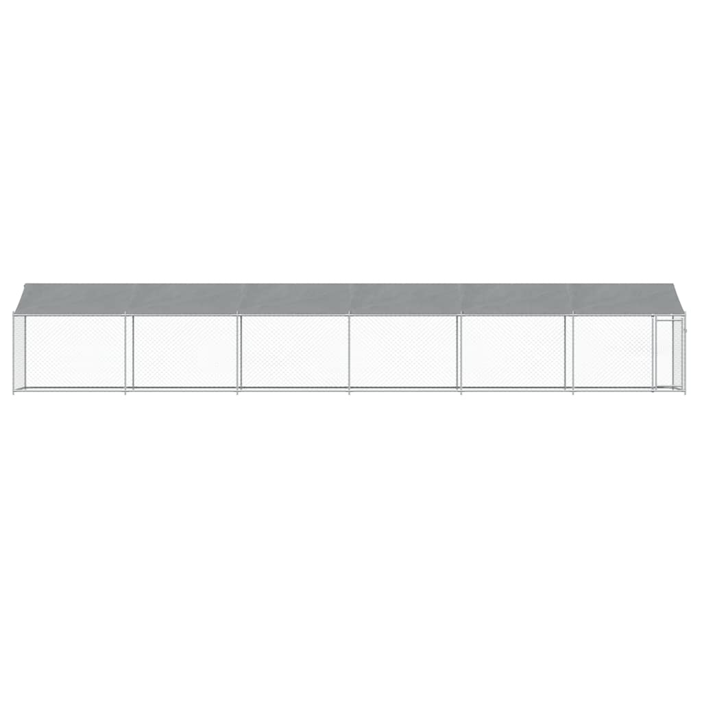 Dog Cage with Roof and Door Grey 12x2x2 m Galvanised Steel