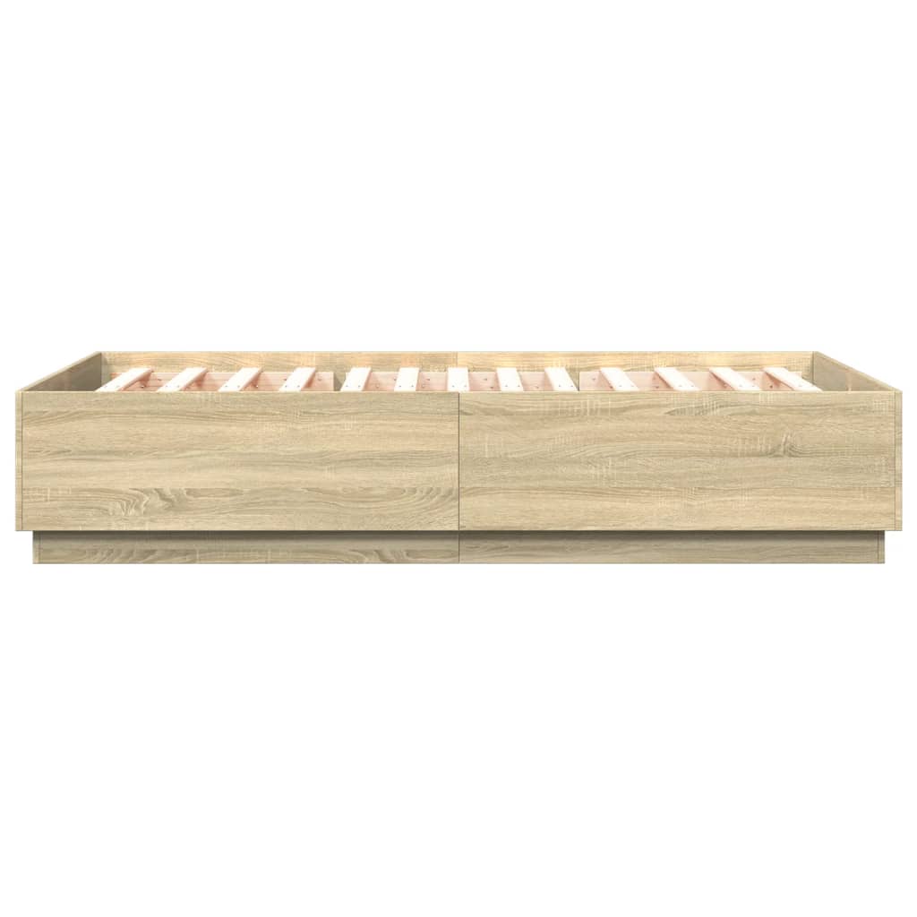 Bed Frame with LED without Mattress Sonoma Oak 150x200 cm