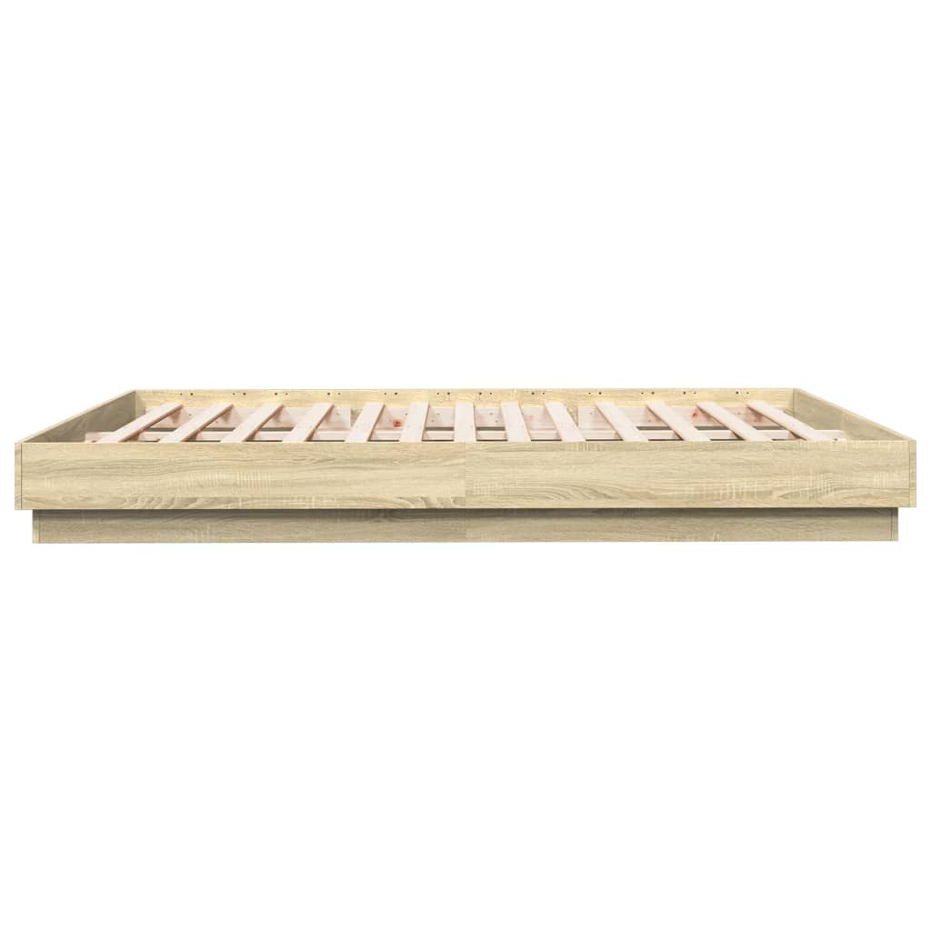 Bed Frame with LED without Mattress Sonoma Oak 183x203 cm King