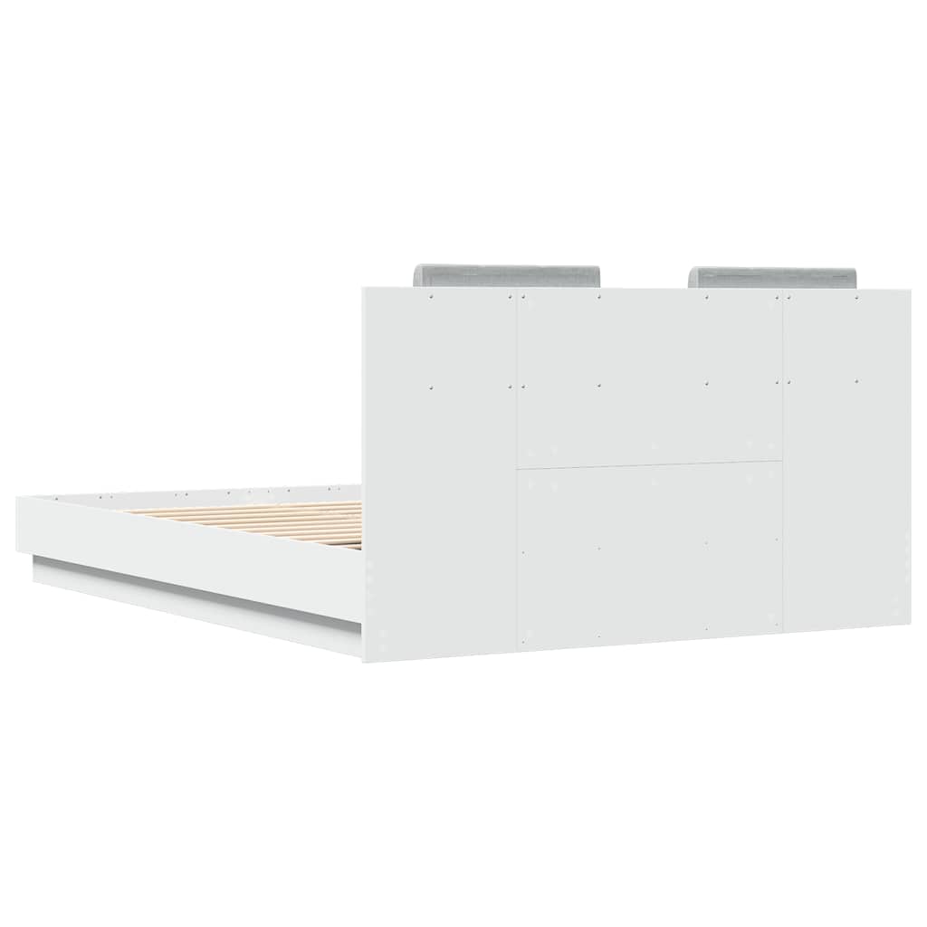Bed Frame with LED without Mattress White 150x200 cm