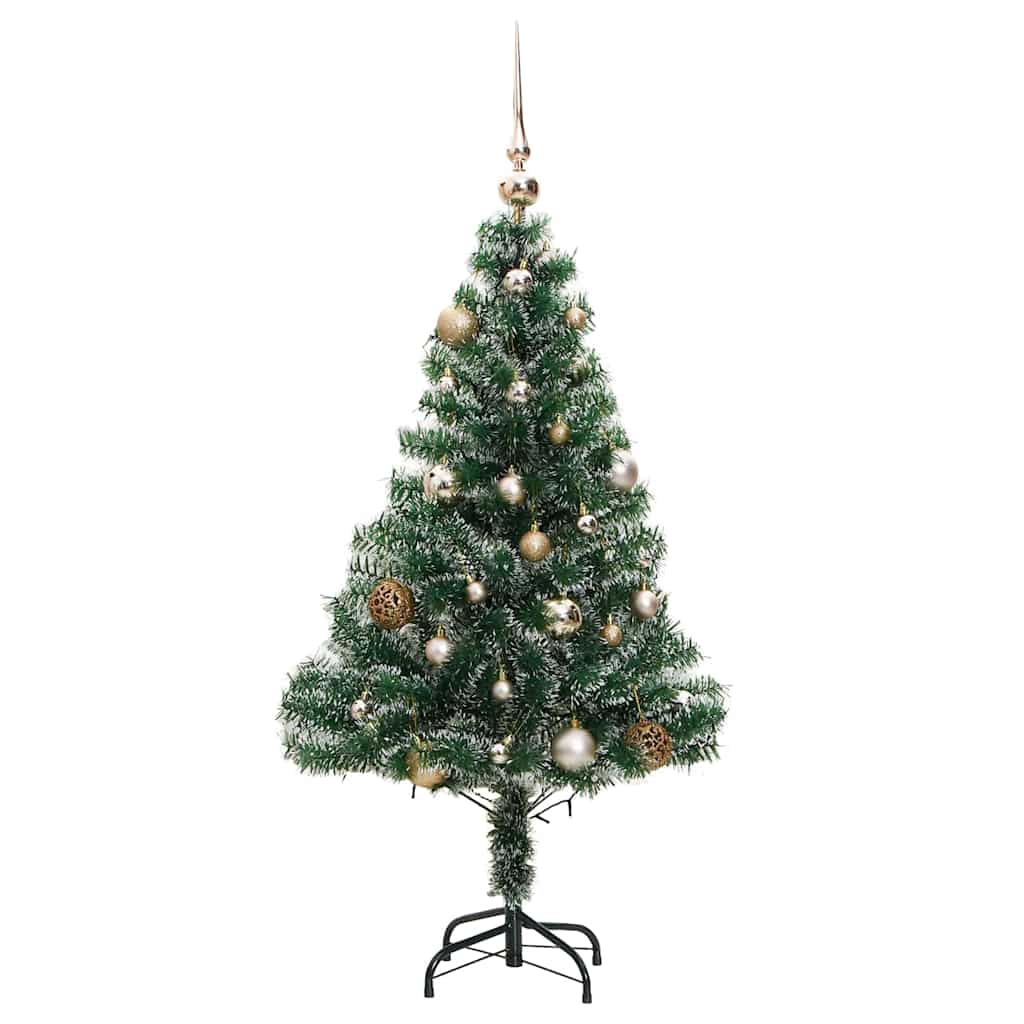 Artificial Christmas Tree with 150 LEDs&Ball Set&Flocked Snow 120 cm