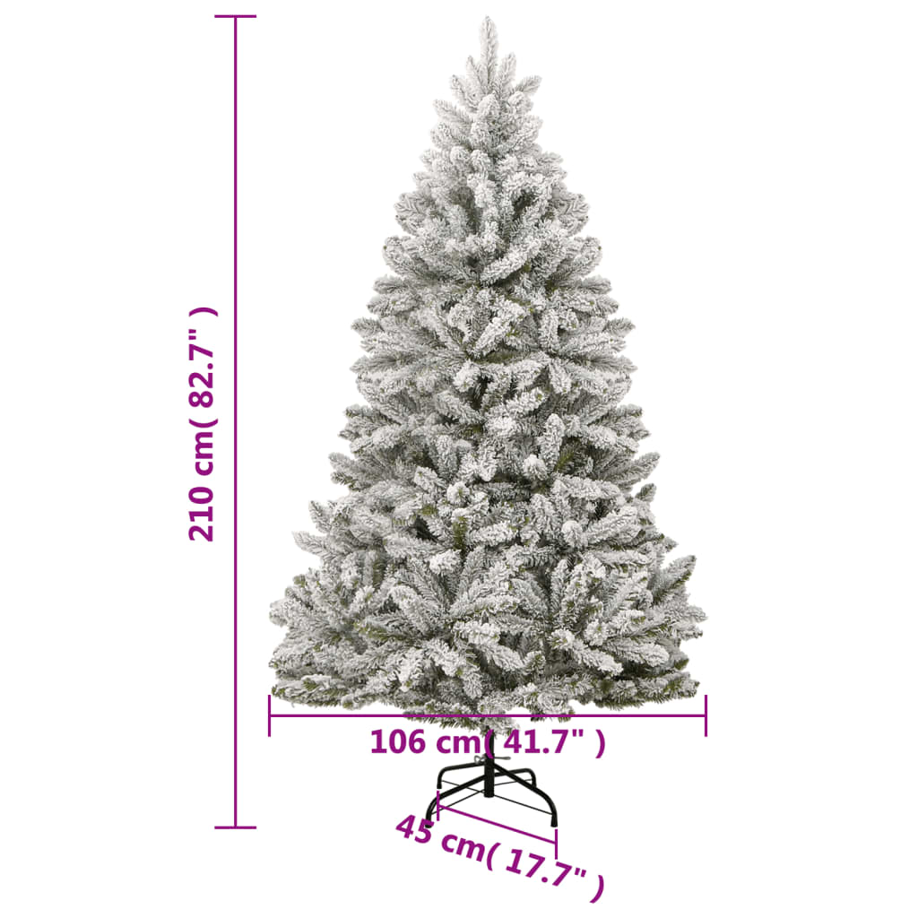 Artificial Hinged Christmas Tree 300 LEDs & Flocked Snow 210 cm