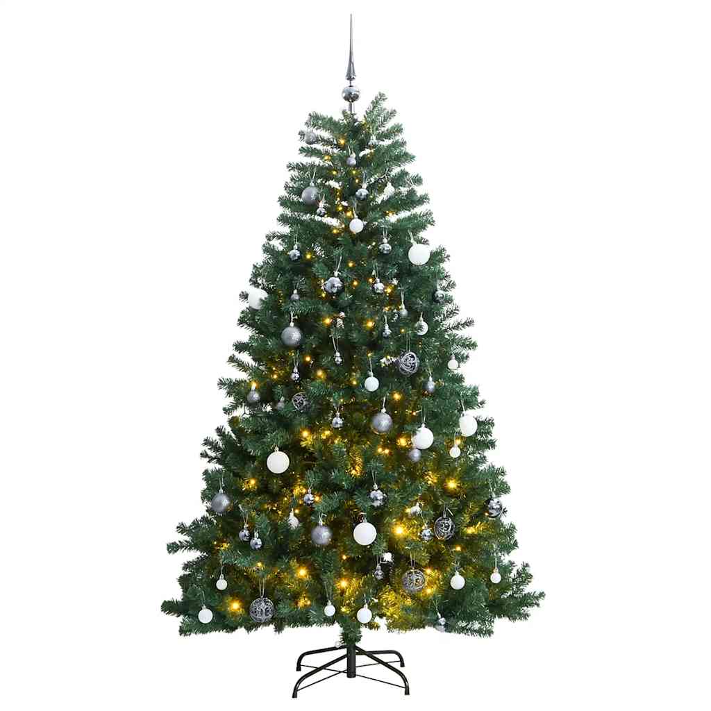 Artificial Hinged Christmas Tree with 300 LEDs & Ball Set 210 cm