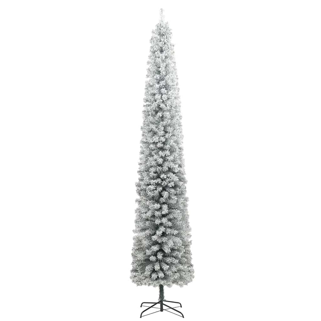 Slim Christmas Tree 300 LEDs & Ball Set & Flocked Snow 270 cm