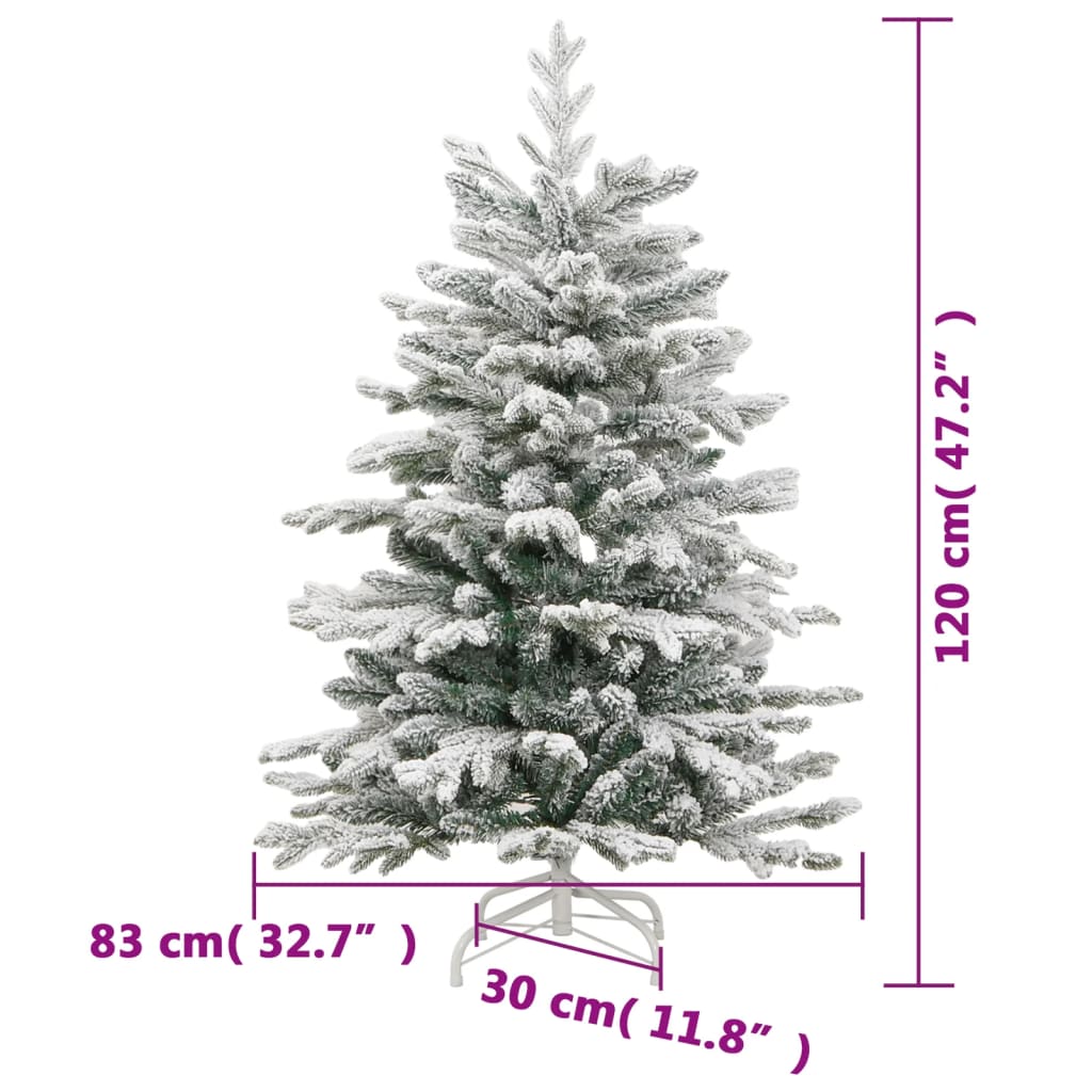 Artificial Hinged Christmas Tree 150 LEDs & Flocked Snow 120 cm