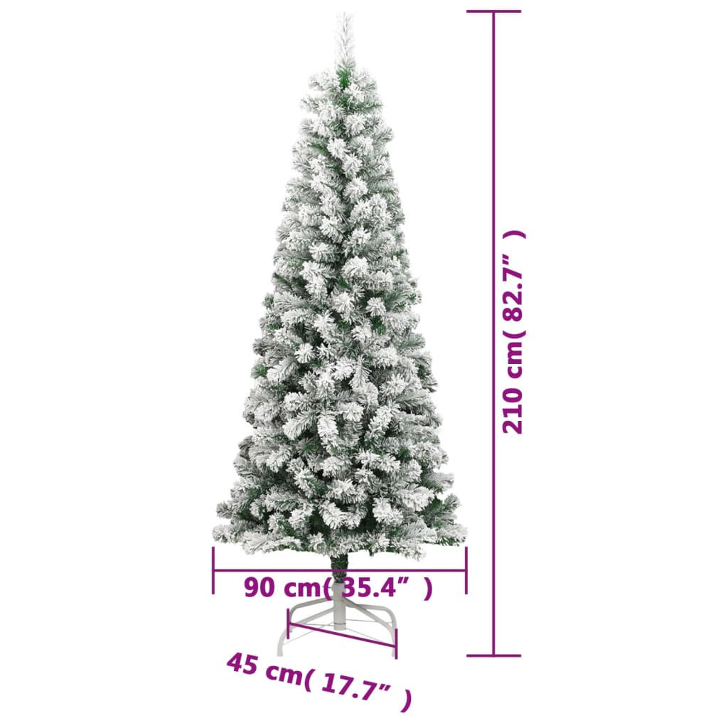Artificial Hinged Christmas Tree 300 LEDs & Flocked Snow 210 cm