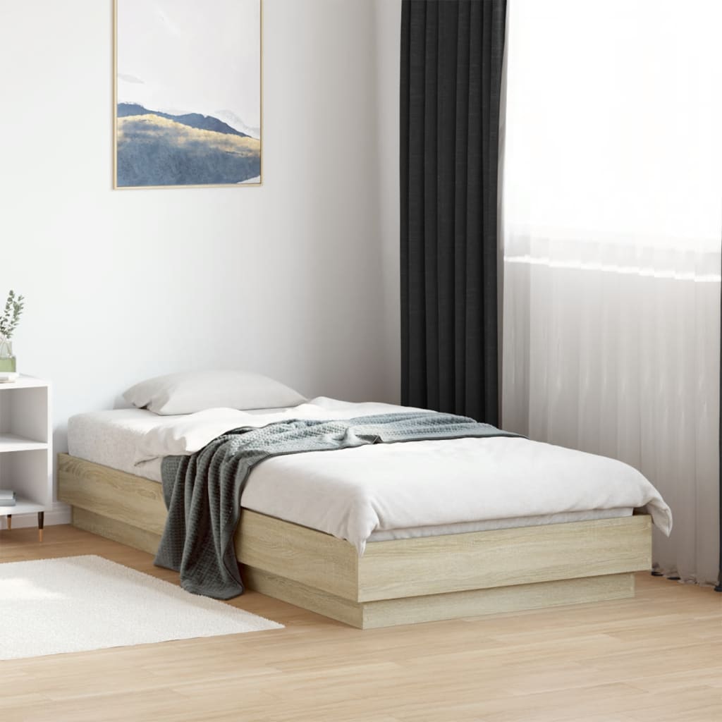 Bed Frame without Mattress with LED Lights Sonoma Oak 90x190 cm