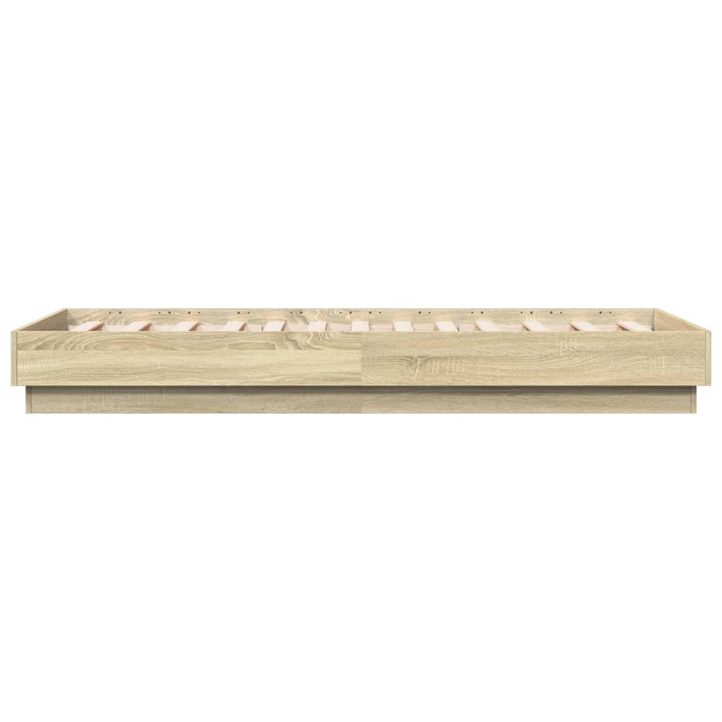Bed Frame without Mattress with LED Lights Sonoma Oak 90x190 cm