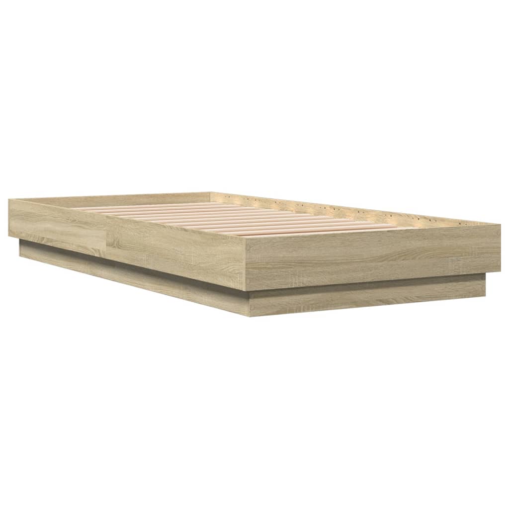 Bed Frame without Mattress with LED Lights Sonoma Oak 90x190 cm