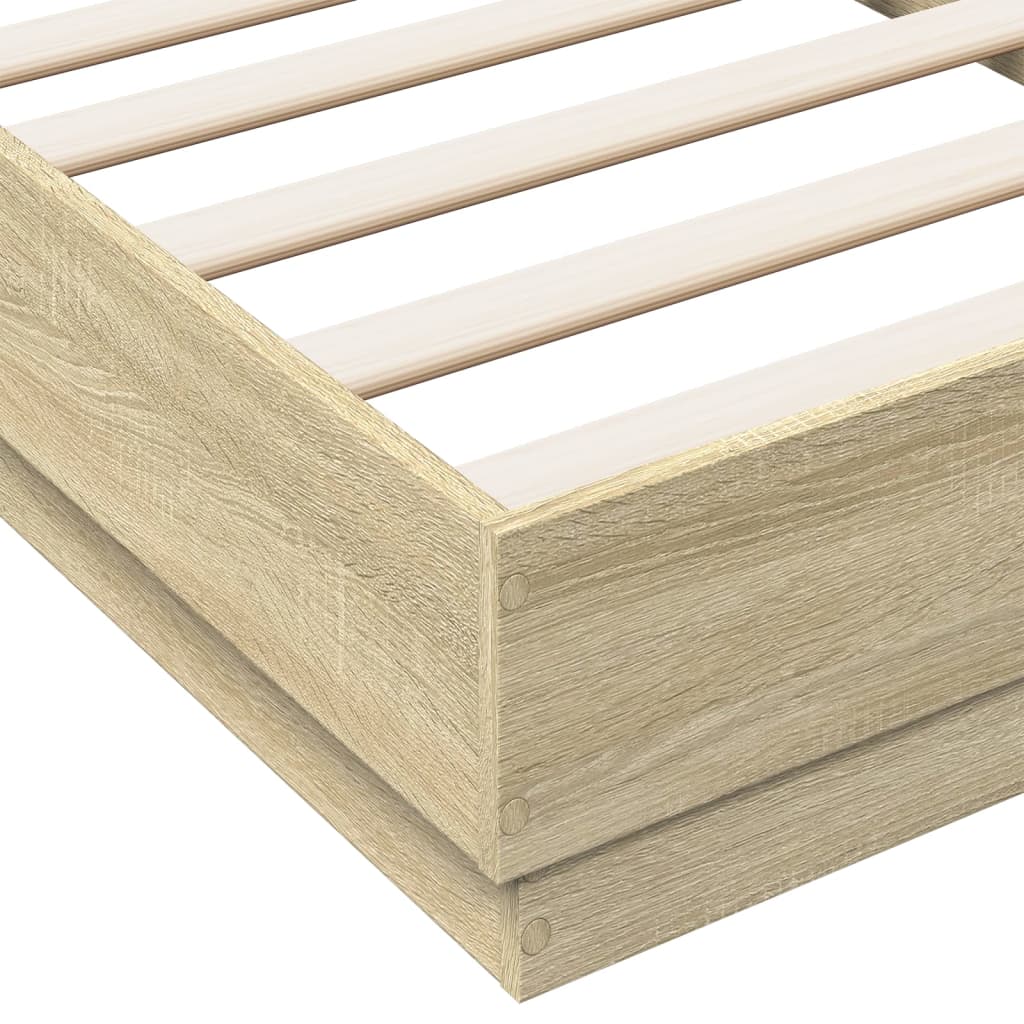 Bed Frame without Mattress with LED Lights Sonoma Oak 90x190 cm