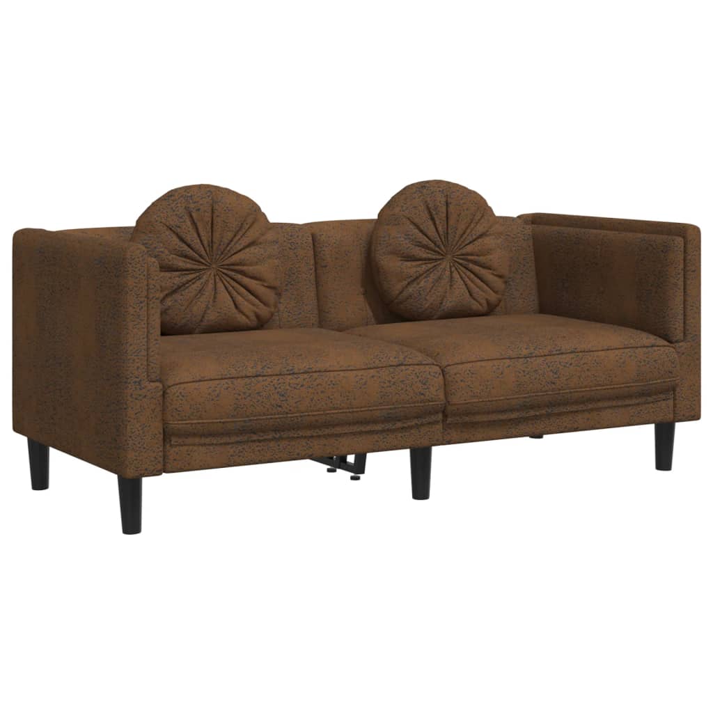 3 Piece Sofa Set with Pillows Brown Velvet