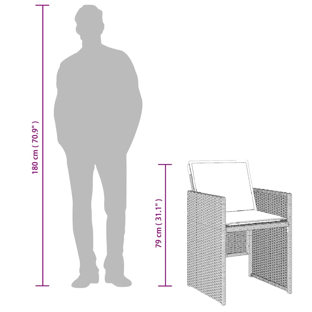 13 Piece Garden Dining Set with Cushions Light Grey Poly Rattan