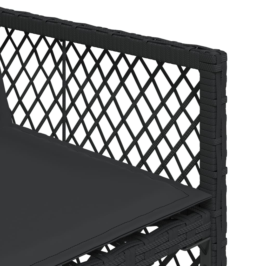 7 Piece Garden Dining Set with Cushions Black Poly Rattan