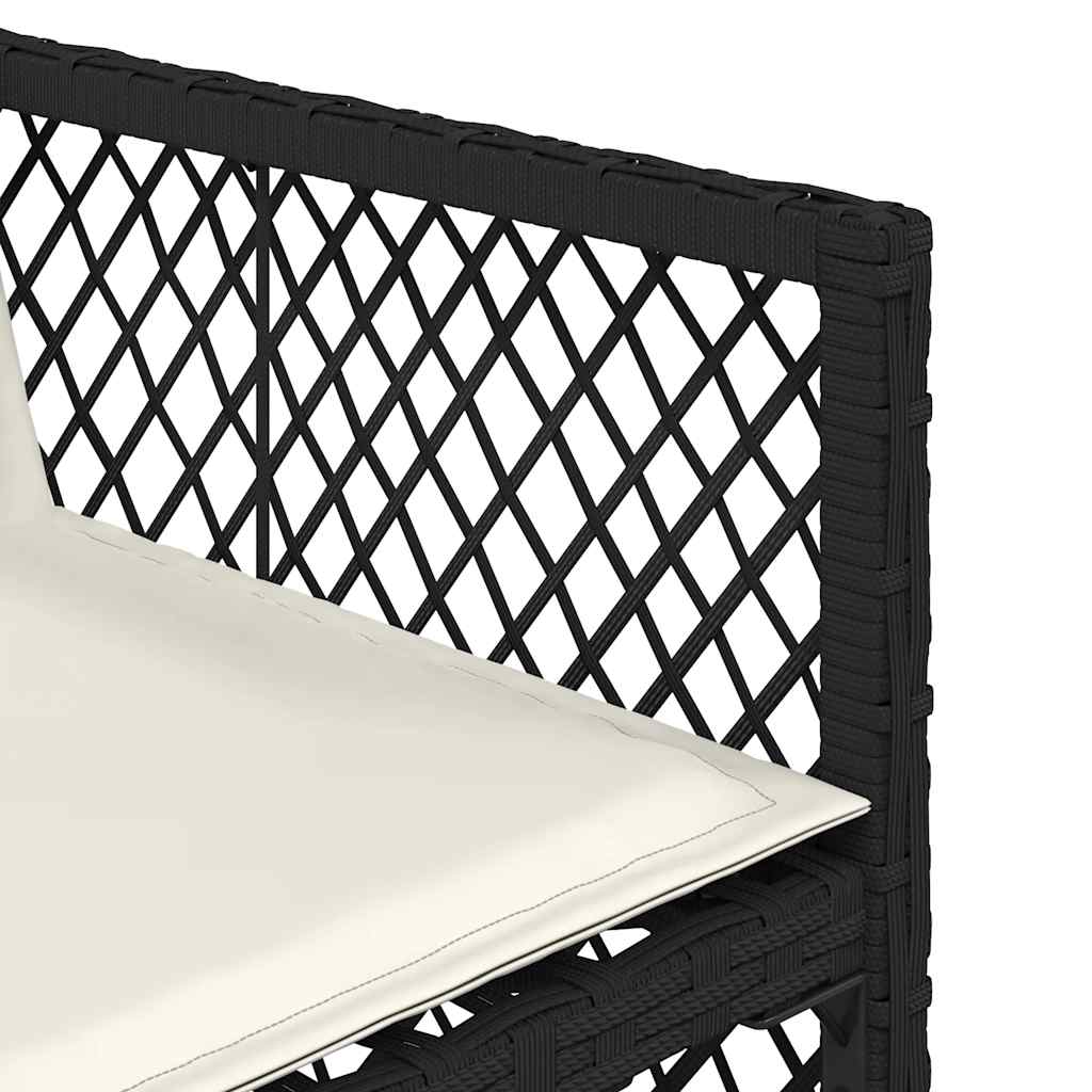 9 Piece Garden Dining Set with Cushions Black Poly Rattan