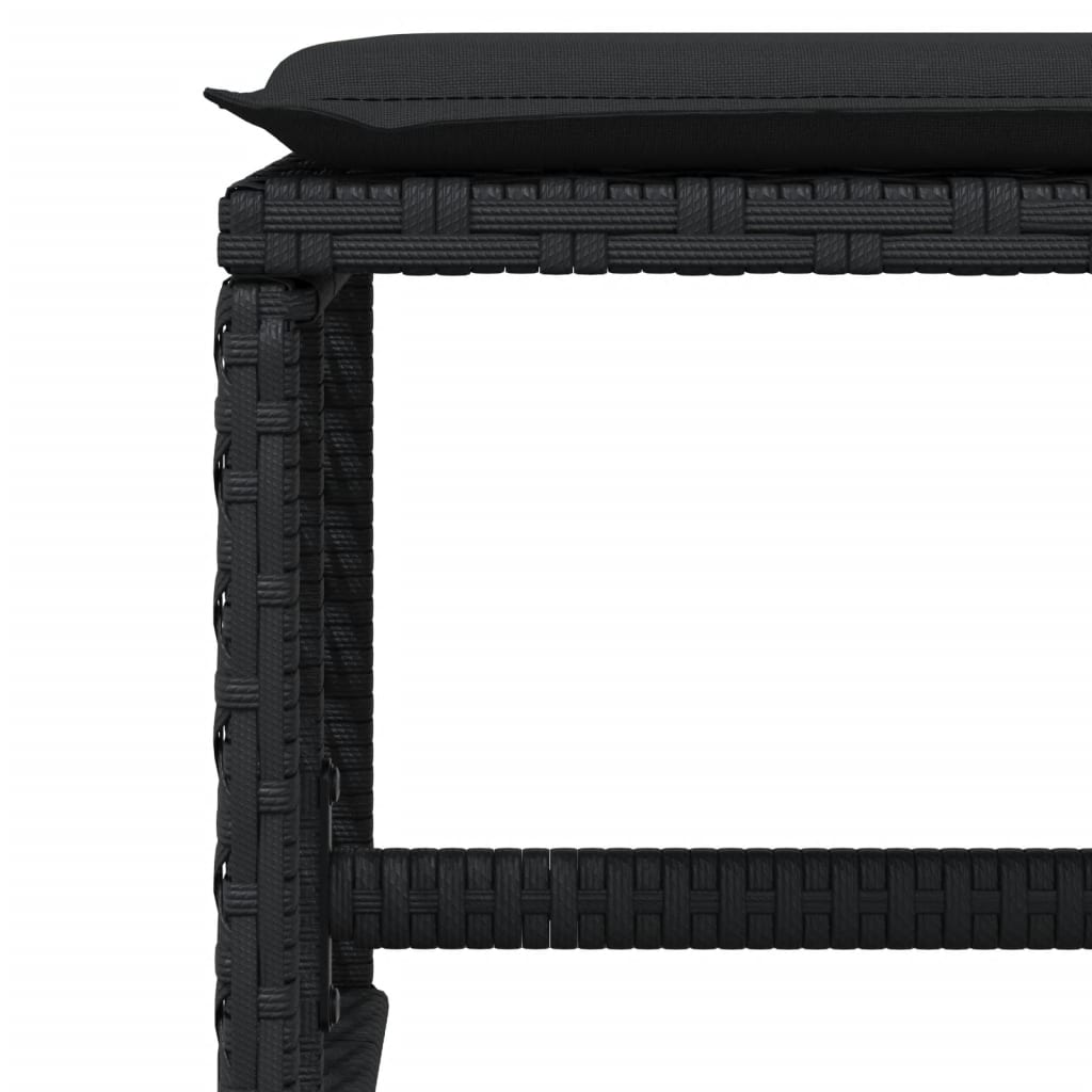 9 Piece Garden Dining Set with Cushions Black Poly Rattan