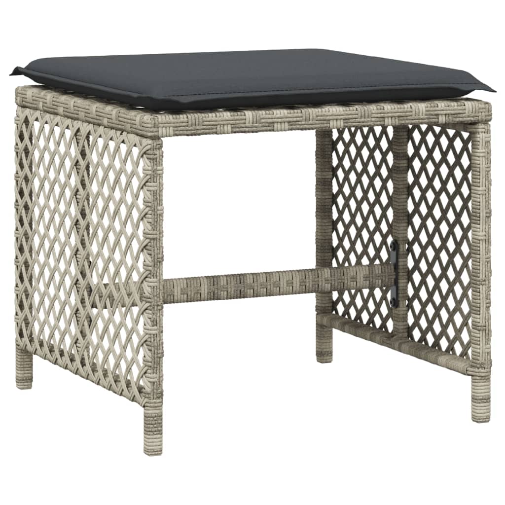 9 Piece Garden Dining Set with Cushions Light Grey Poly Rattan