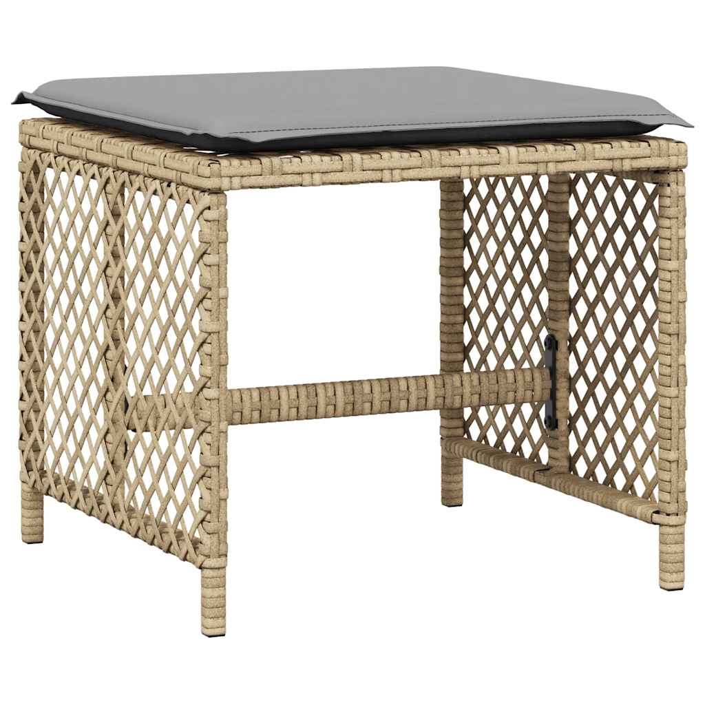 9 Piece Garden Dining Set with Cushions Beige Poly Rattan