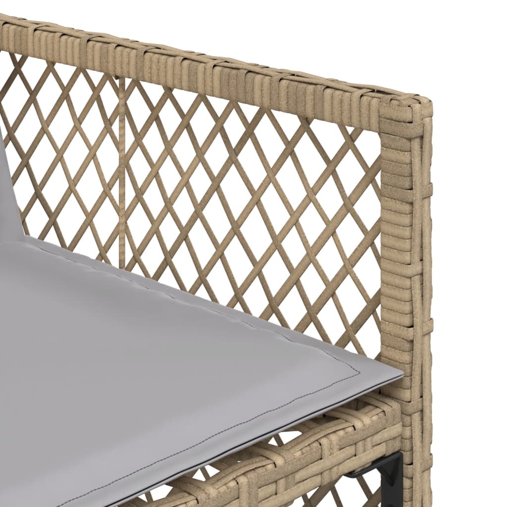 9 Piece Garden Dining Set with Cushions Beige Poly Rattan