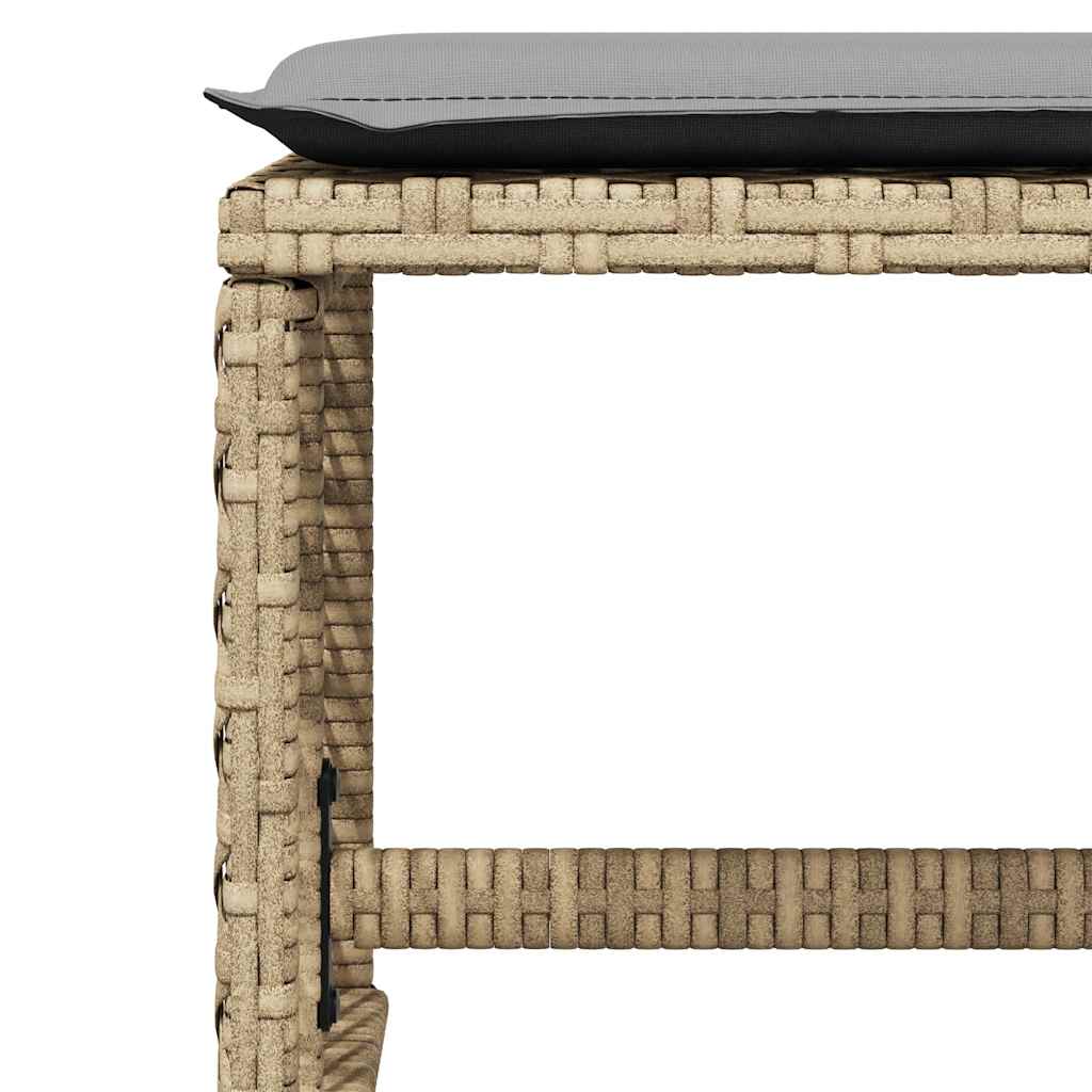 9 Piece Garden Dining Set with Cushions Beige Poly Rattan