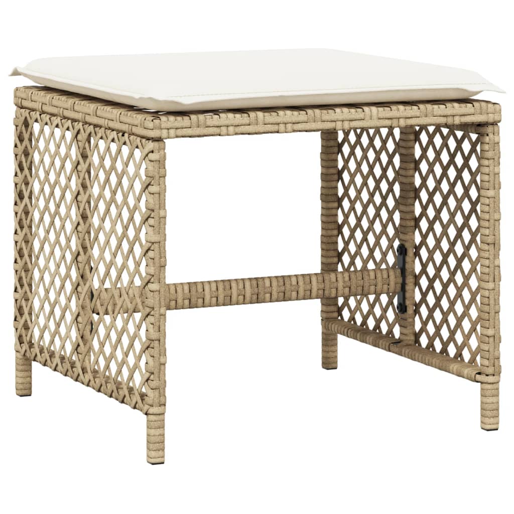 15 Piece Garden Dining Set with Cushions Beige Poly Rattan