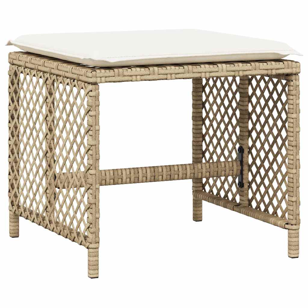 15 Piece Garden Dining Set with Cushions Beige Poly Rattan