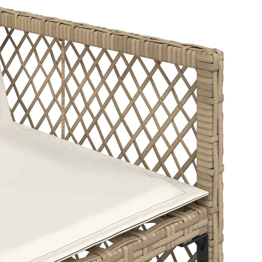 15 Piece Garden Dining Set with Cushions Beige Poly Rattan