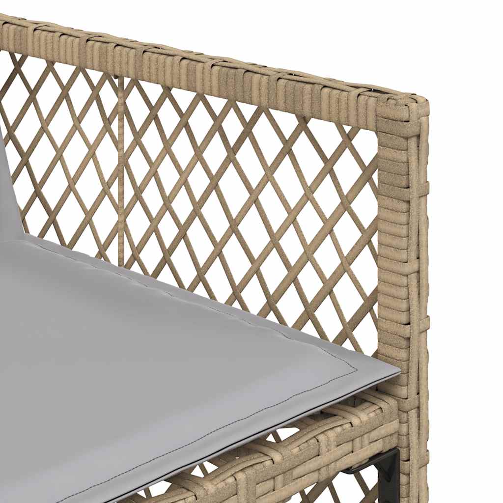 15 Piece Garden Dining Set with Cushions Beige Poly Rattan