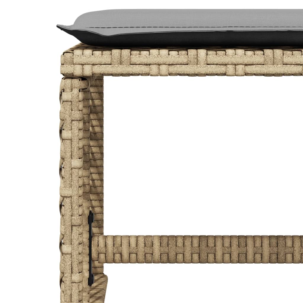 15 Piece Garden Dining Set with Cushions Beige Poly Rattan