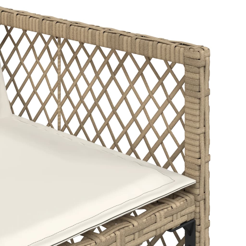 15 Piece Garden Dining Set with Cushions Beige Poly Rattan