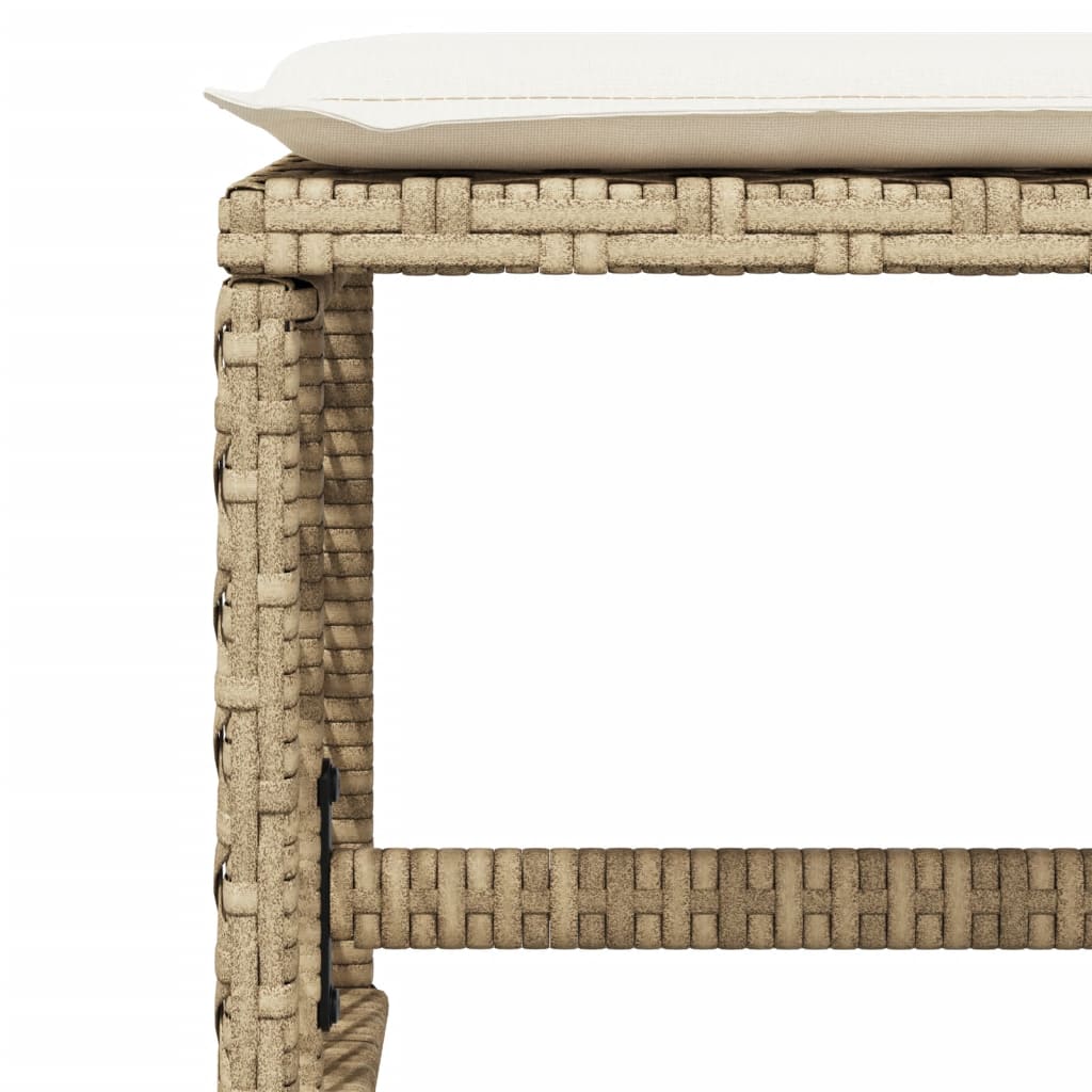 15 Piece Garden Dining Set with Cushions Beige Poly Rattan