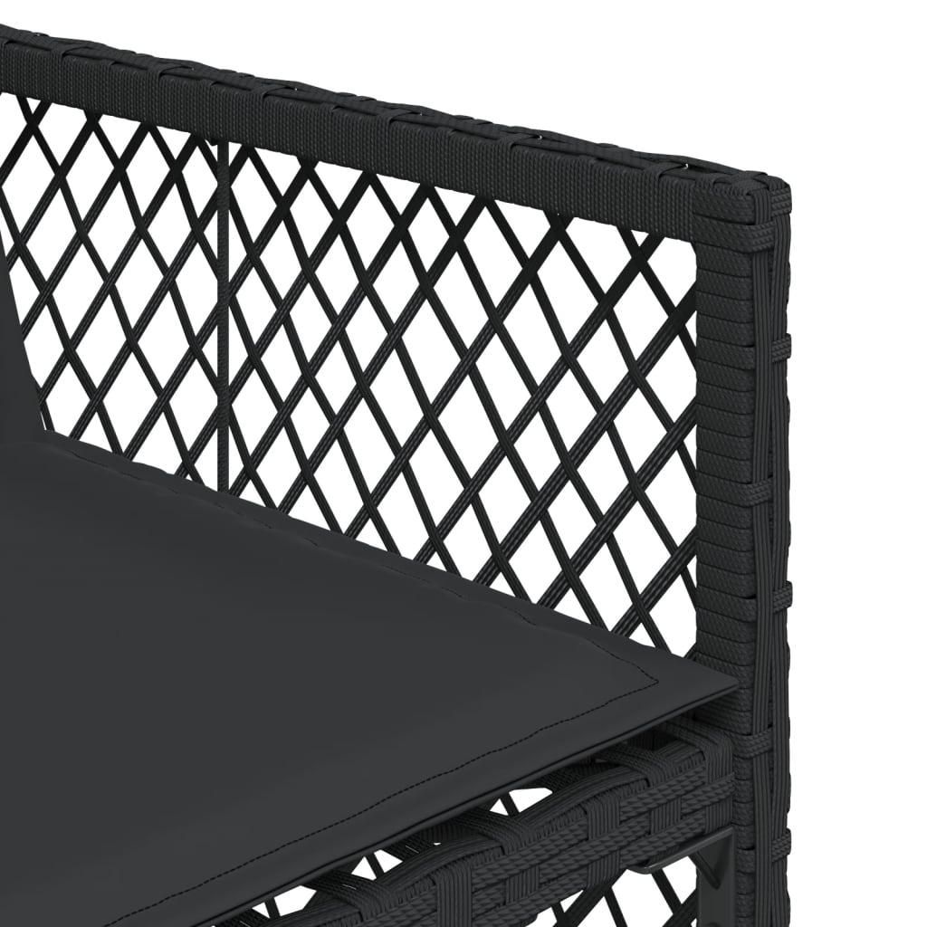 17 Piece Garden Dining Set with Cushions Black Poly Rattan