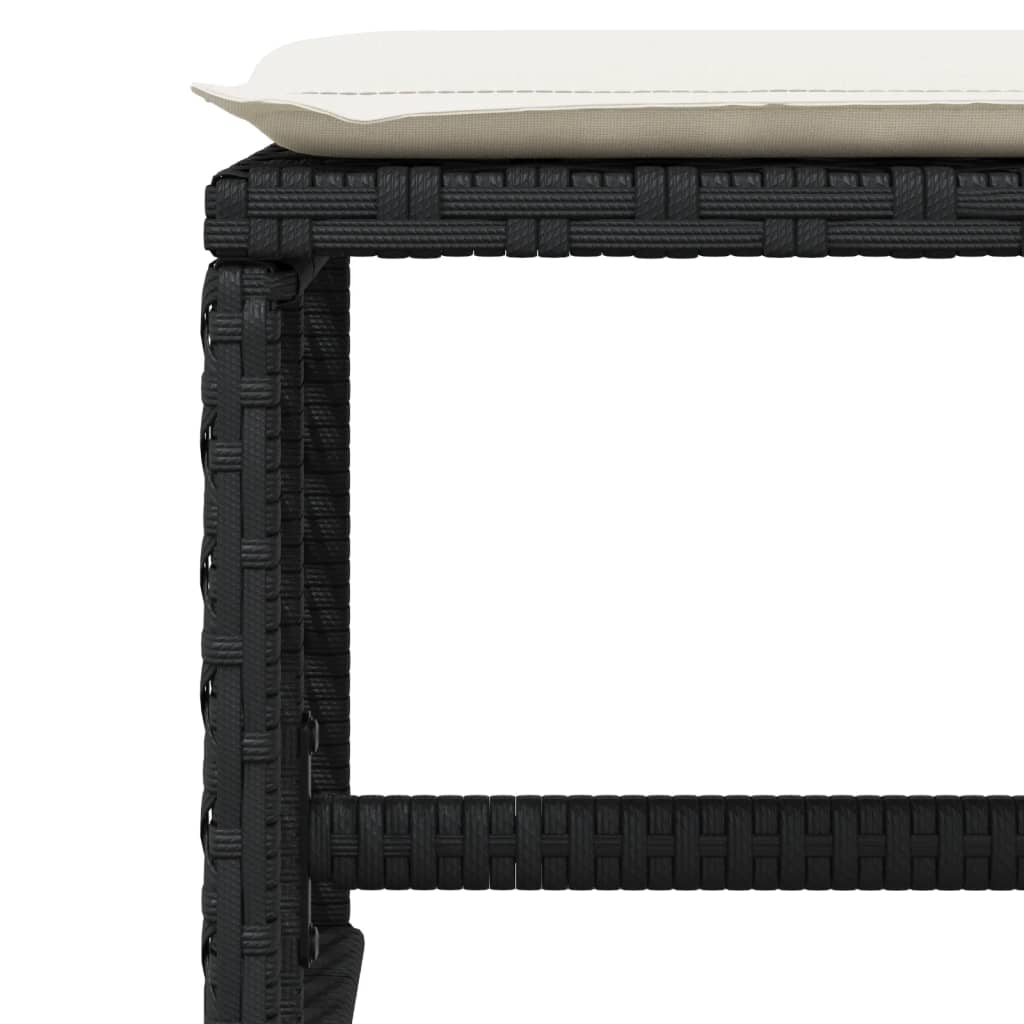 17 Piece Garden Dining Set with Cushions Black Poly Rattan