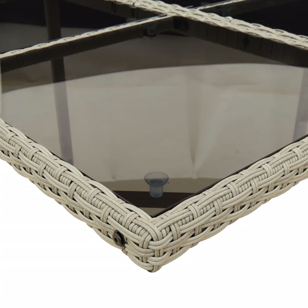 7 Piece Garden Dining Set with Cushions Light Grey Poly Rattan