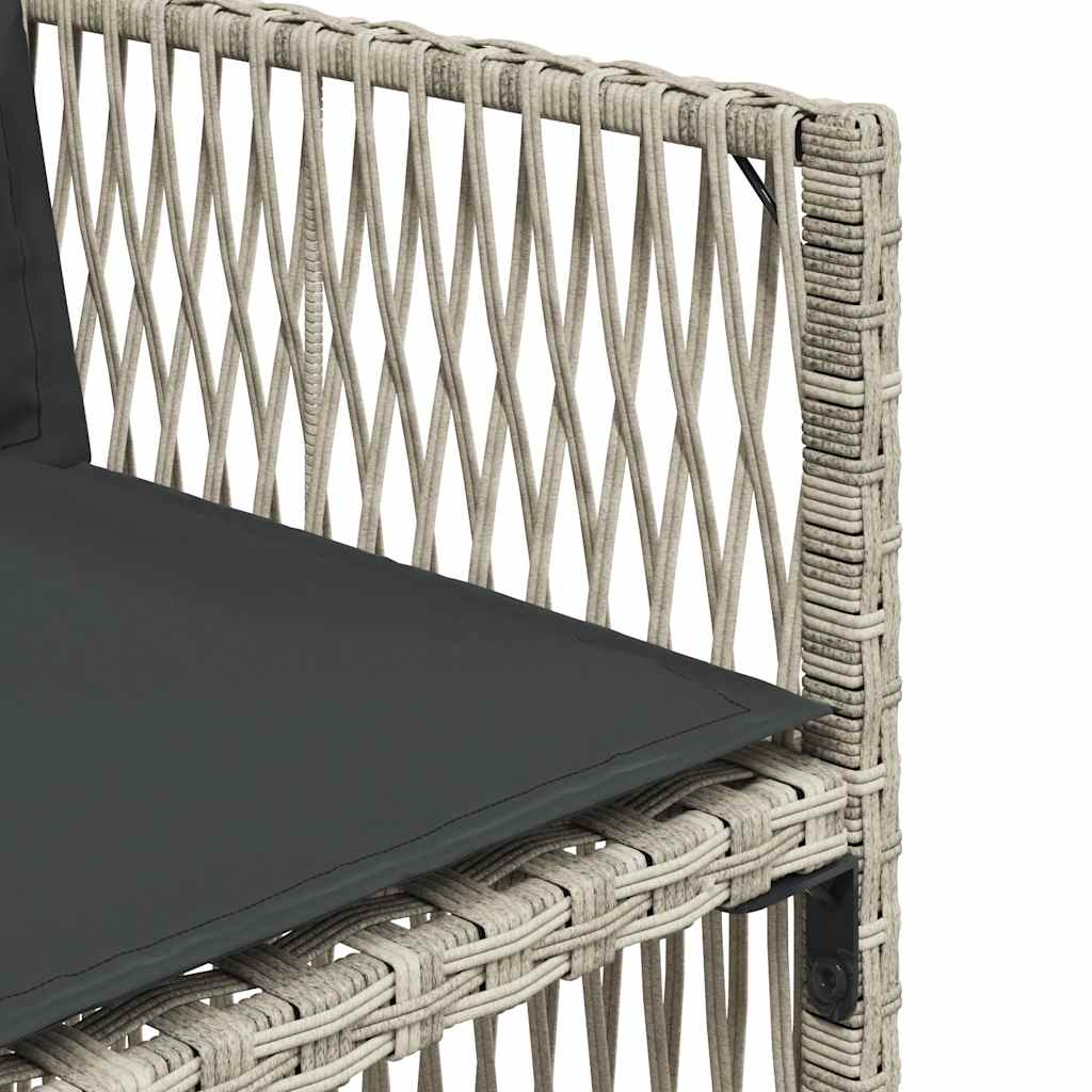 13 Piece Garden Dining Set with Cushions Light Grey Poly Rattan