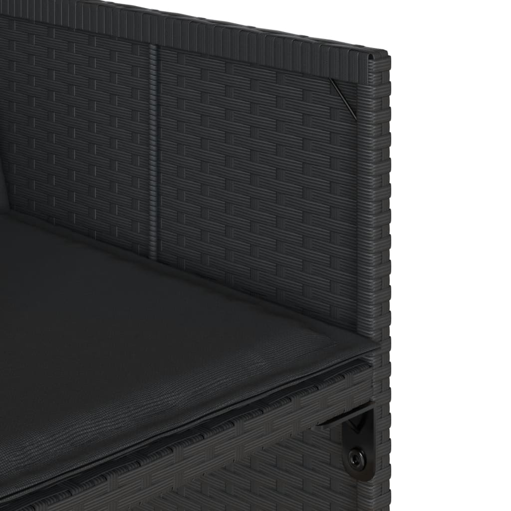 7 Piece Garden Dining Set with Cushions Black Poly Rattan