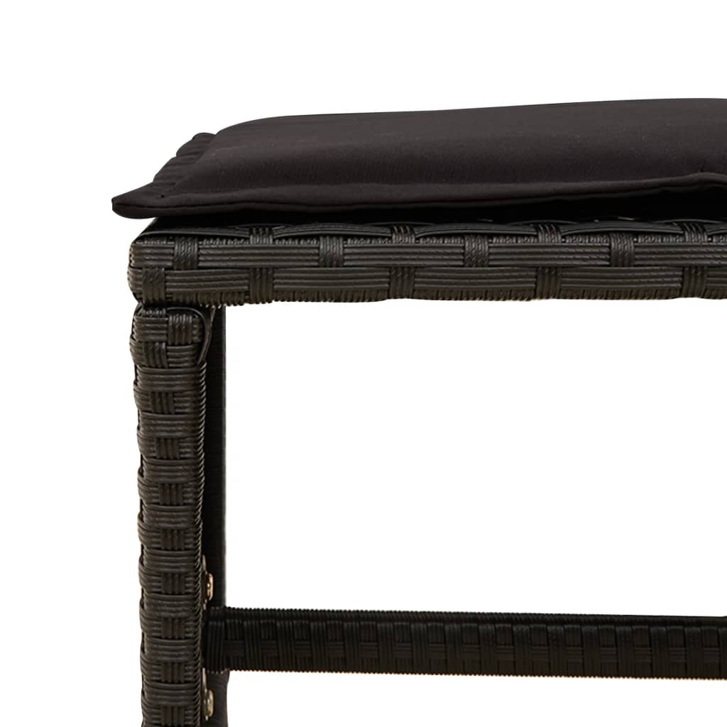 9 Piece Garden Dining Set with Cushions Black Poly Rattan