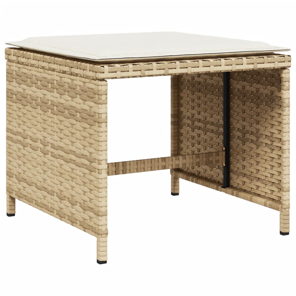 13 Piece Garden Dining Set with Cushions Beige Poly Rattan