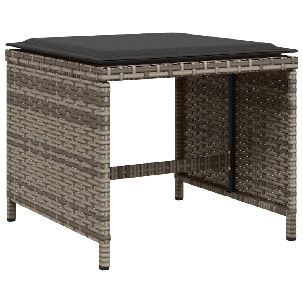 17 Piece Garden Dining Set with Cushions Grey Poly Rattan